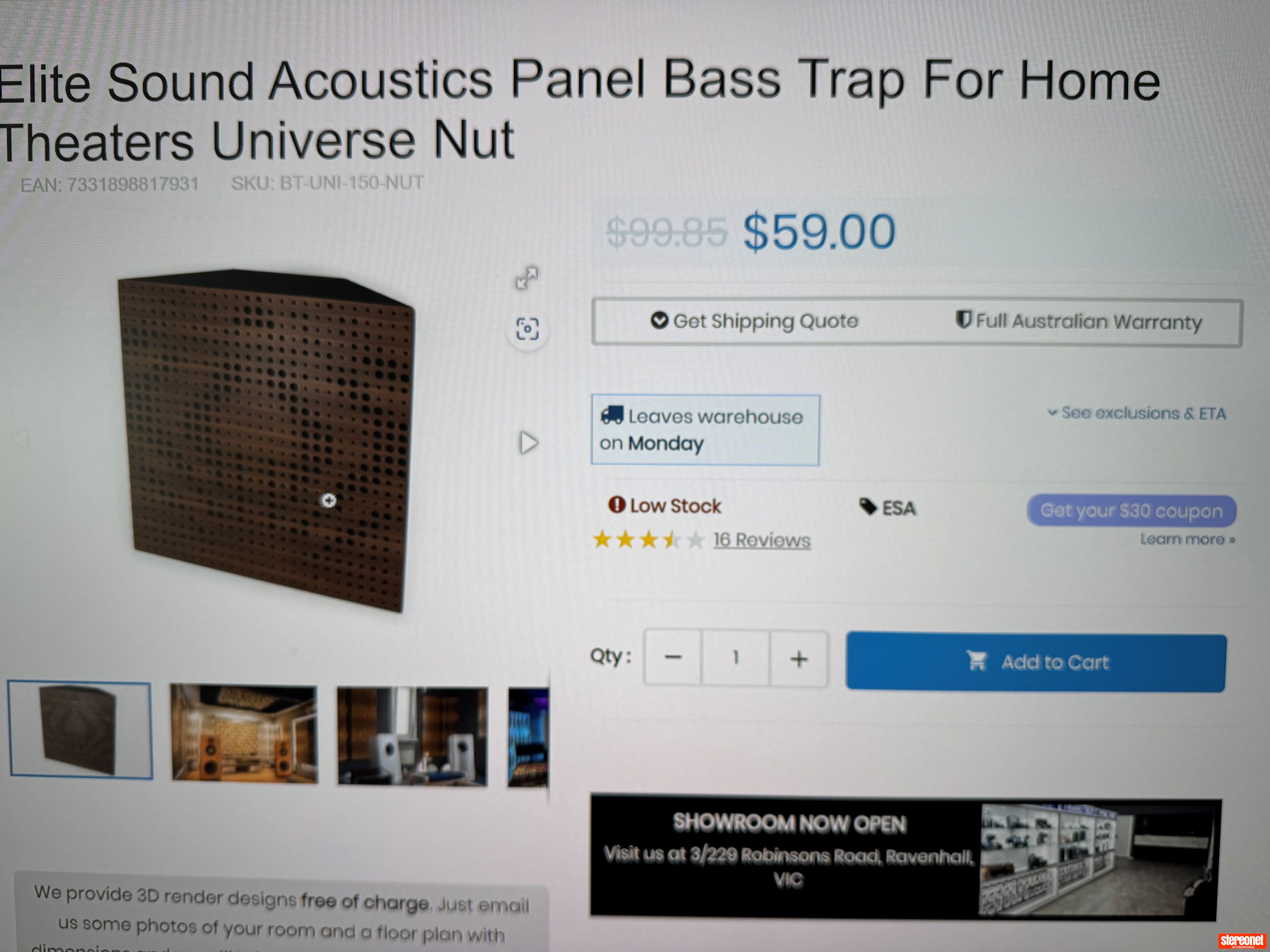 Elite BT-UNI-150-NUT Acoustic Panels / Diffusers