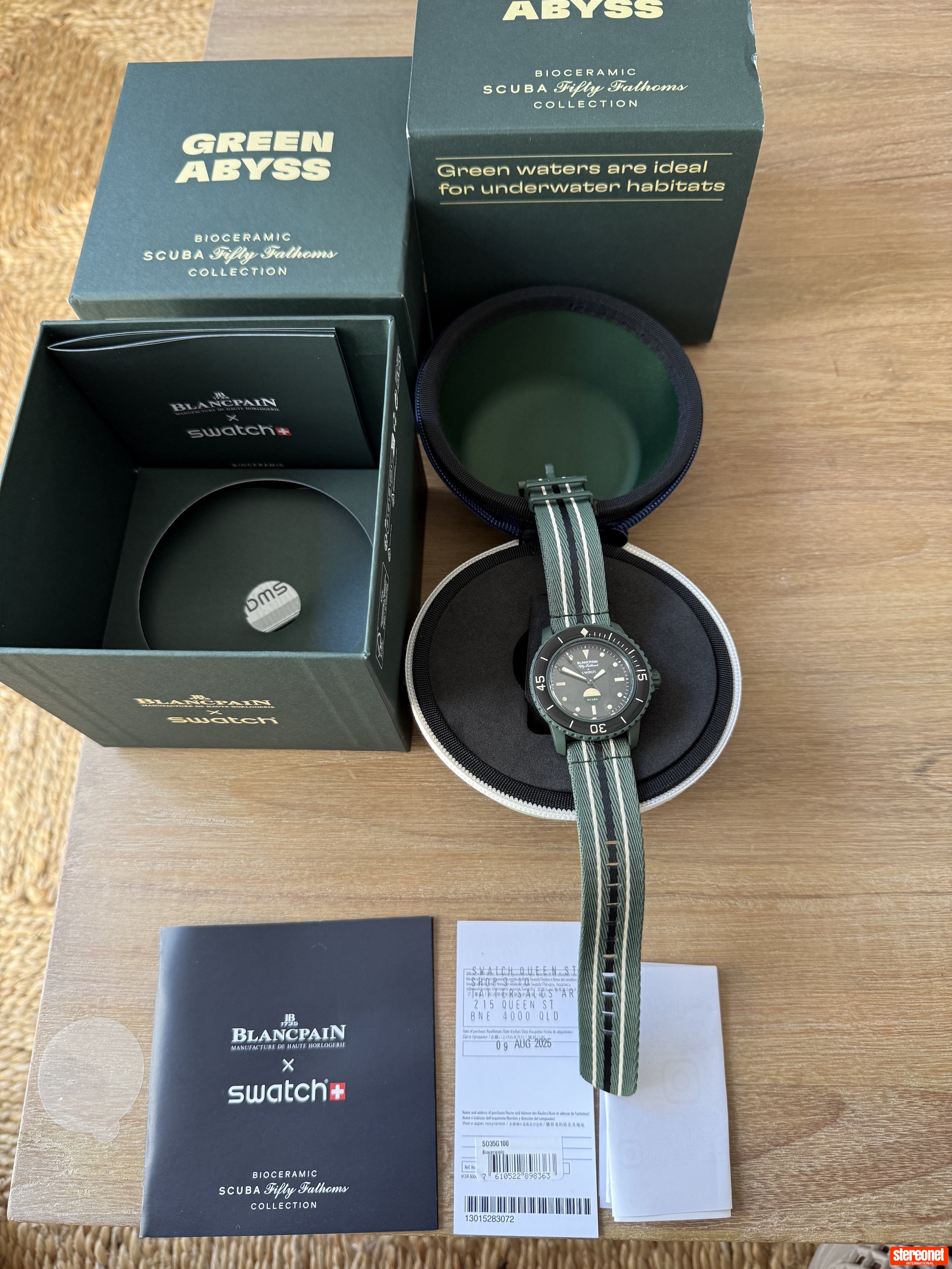 Swatch Bioceramic Scuba Fifty Fathoms Blancpain Green Abyss Diver's Watch