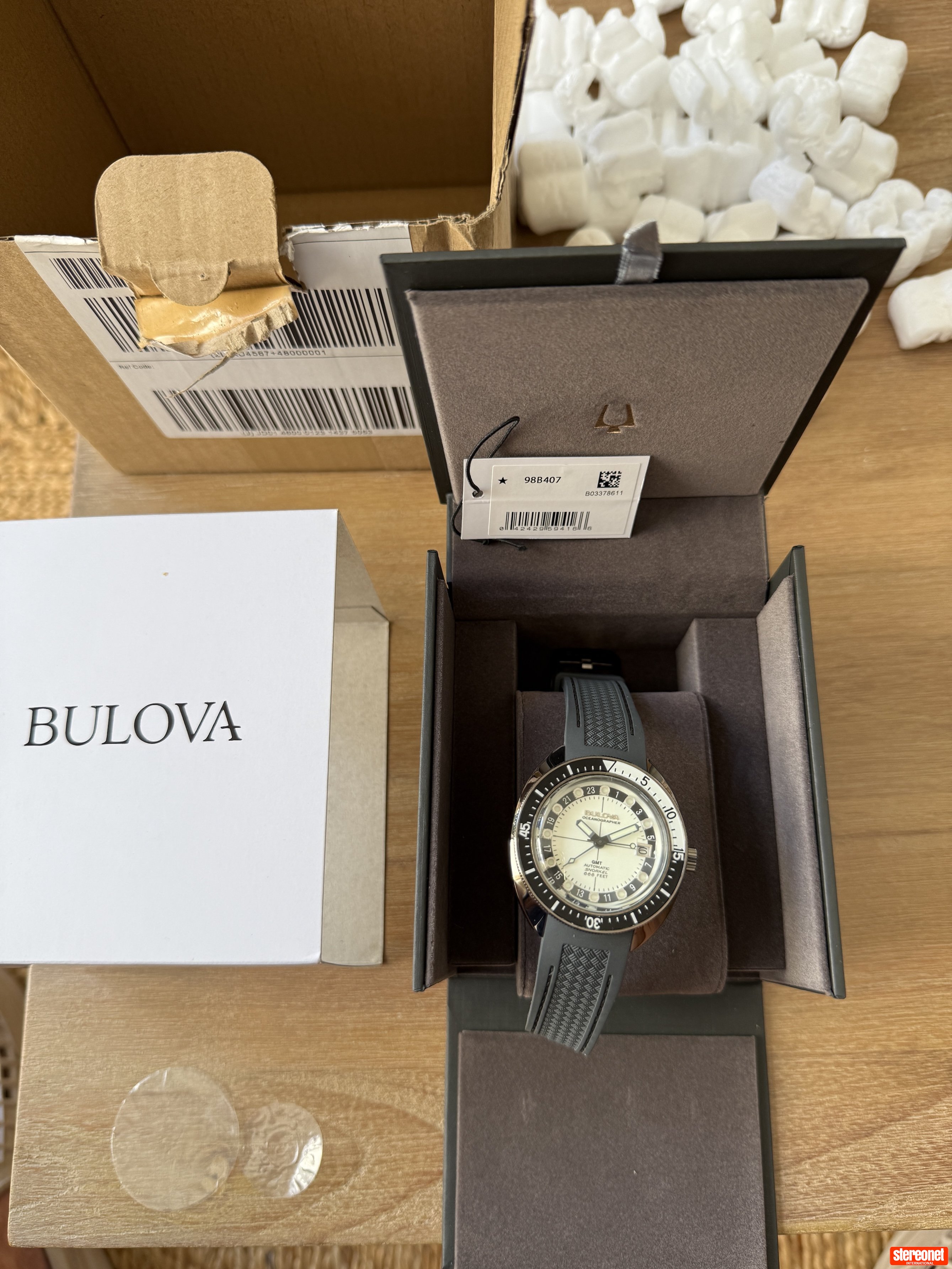 Bulova Oceanographer GMT PU Strap Full Lume White Dial Automatic Devil Diver's 98B407 200M Men's Watch Diver's Watch