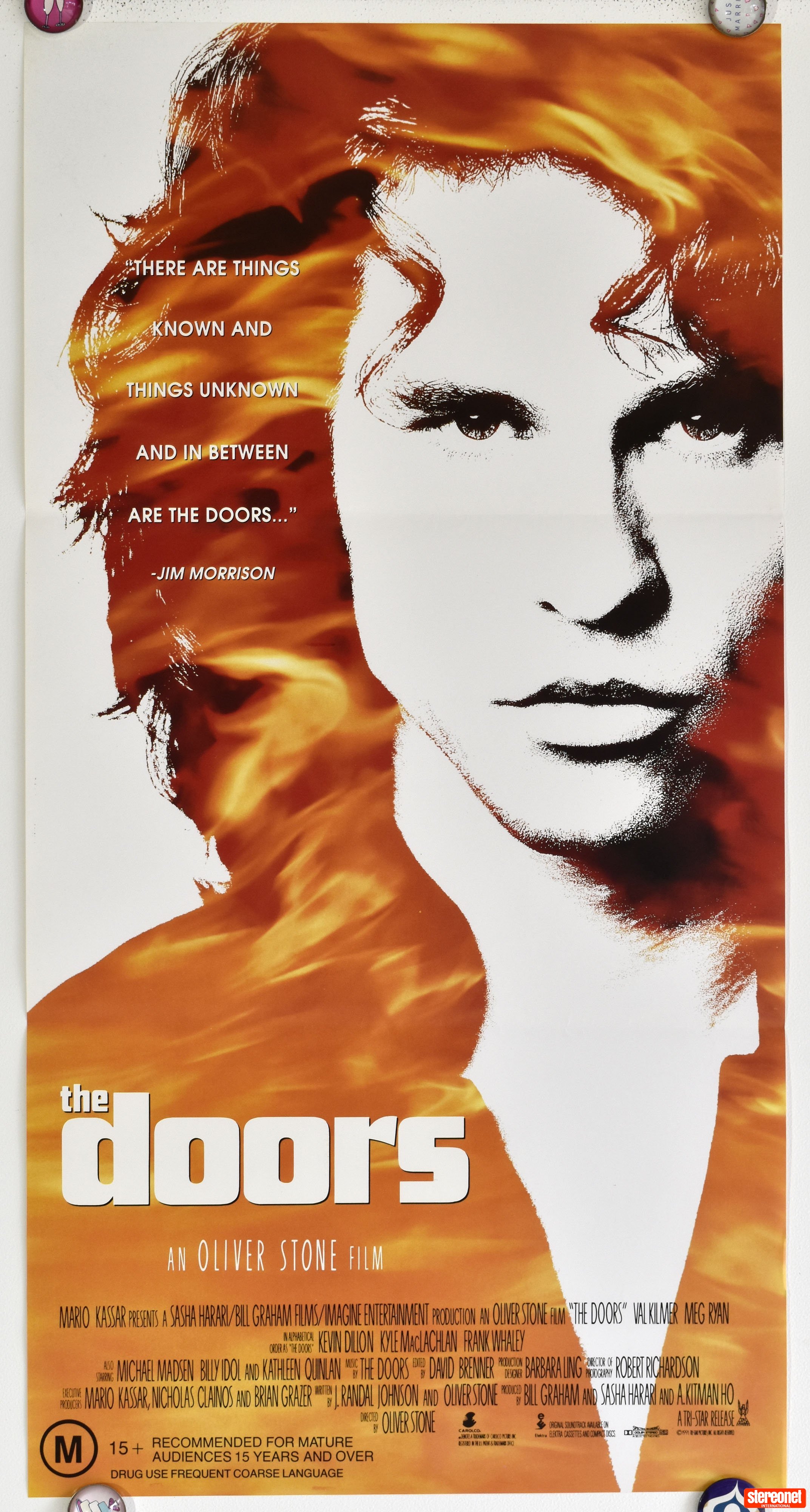 The Doors Original 1991 Australian cinema daybill movie poster Val Kilmer Oliver Stone Poster