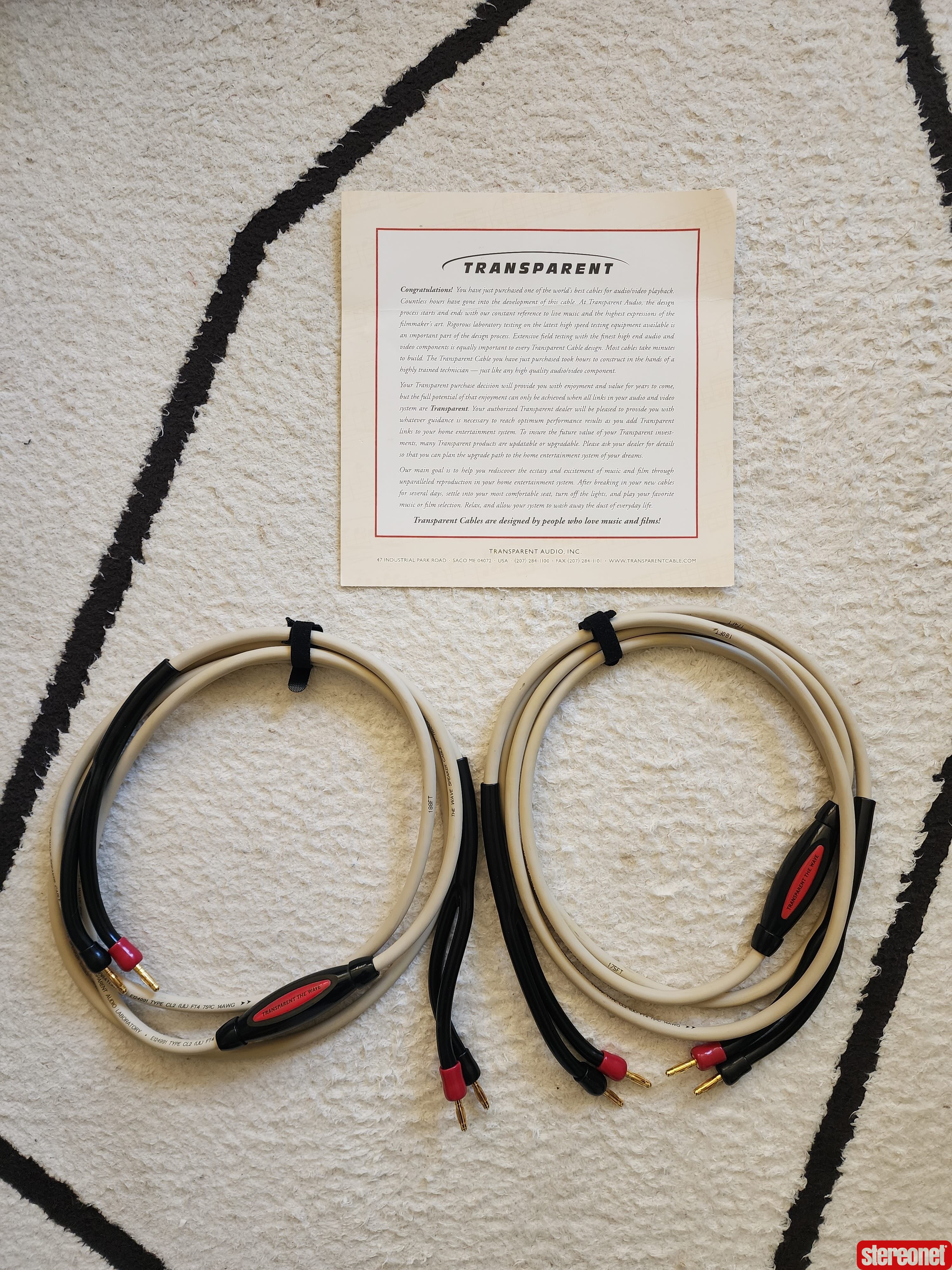 Transparent Audio The Wave Speaker Cables