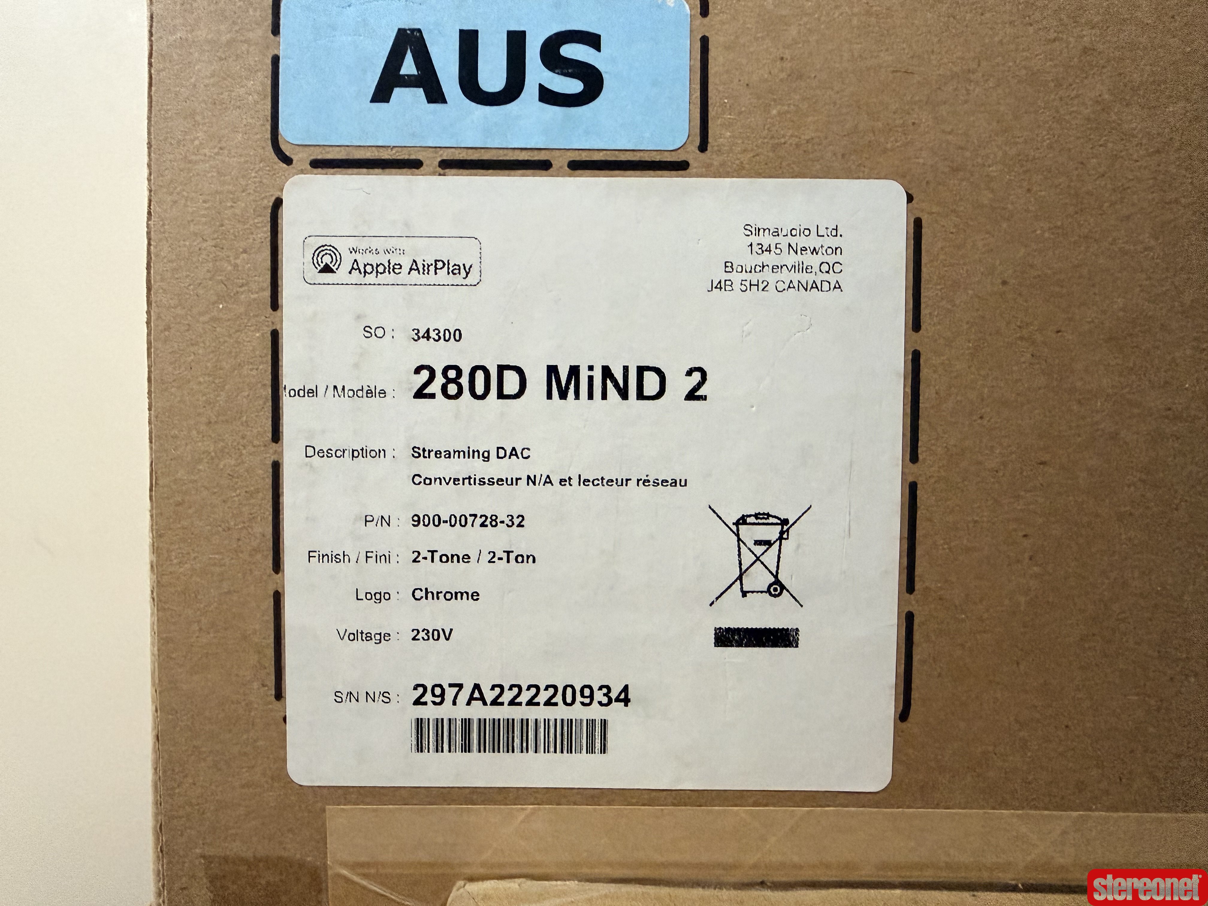 Simaudio Moon 280D Mind2 Digital Analog Converter (DAC)
