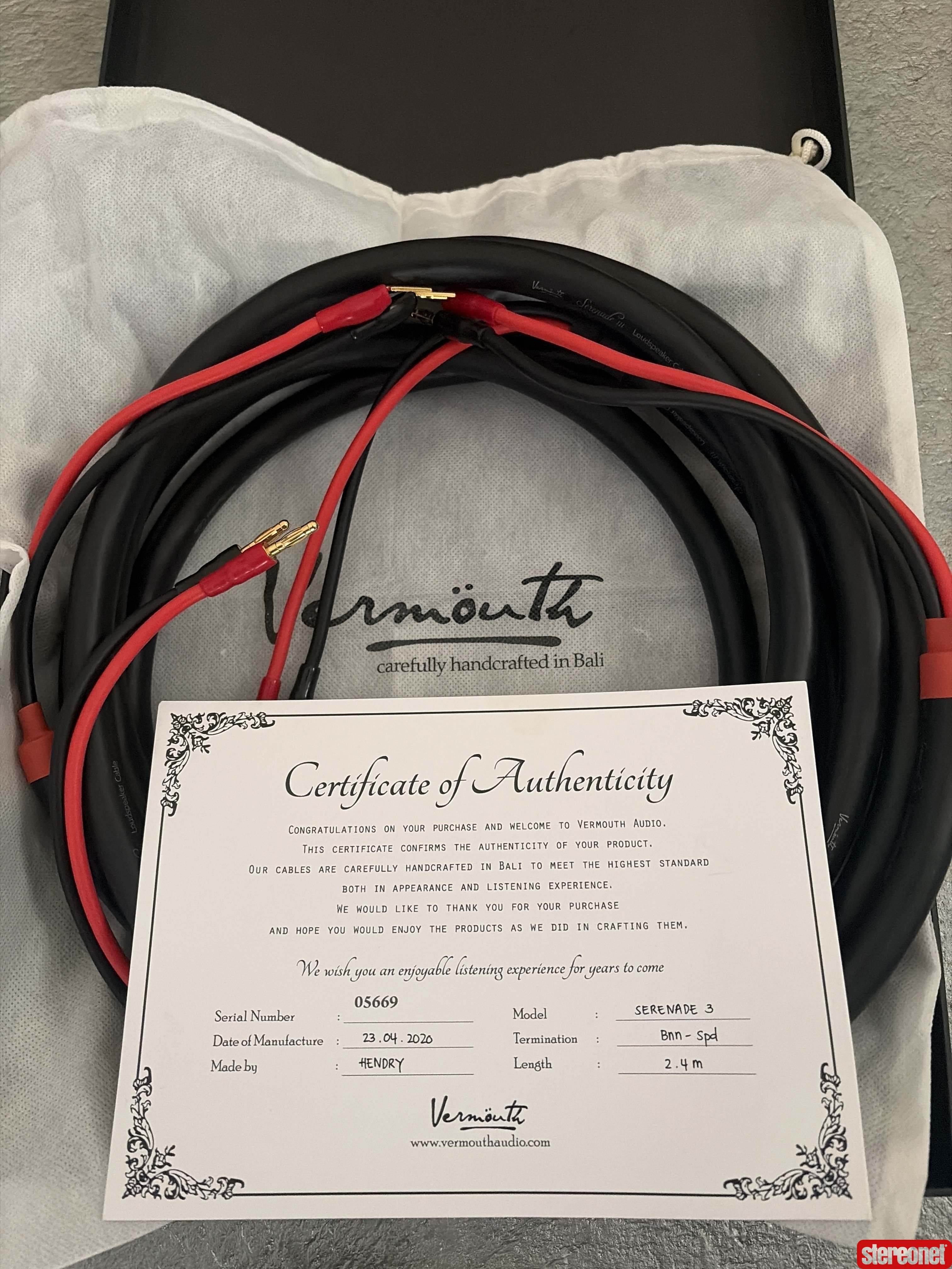 Vermouth Serenade 3 Speaker Cables